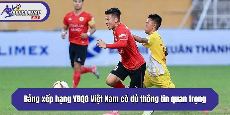 Bảng xếp hạng VĐQG Việt Nam có đủ thông tin quan trọng